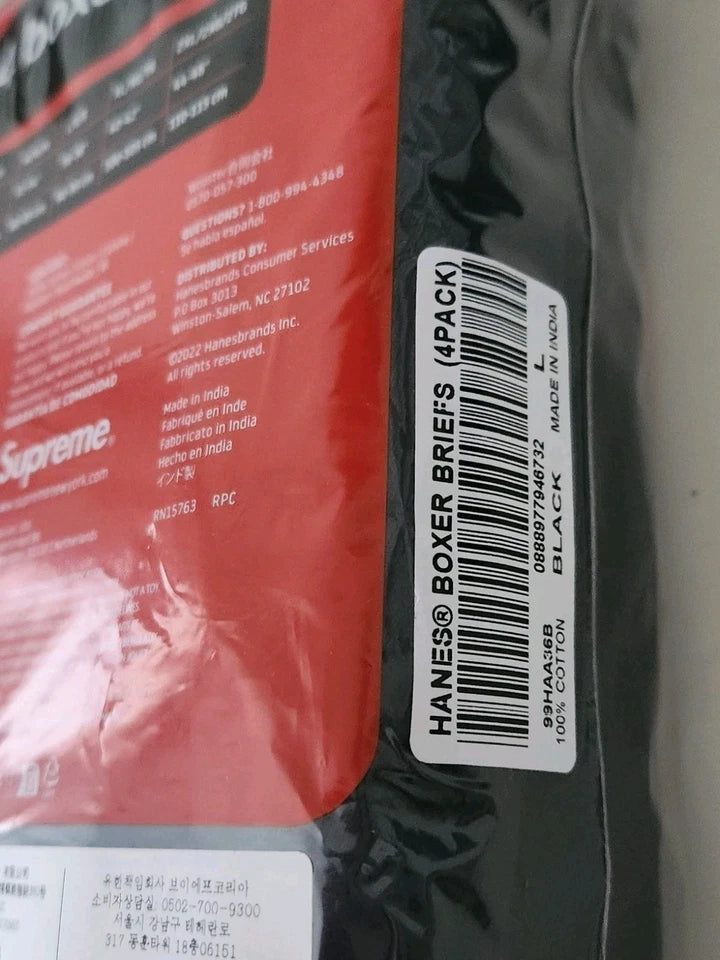 SUPREME HANES BOXERS BRIEFS (4 PACK) BLACK