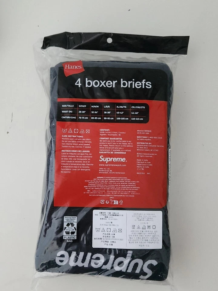 SUPREME HANES BOXERS BRIEFS (4 PACK) BLACK
