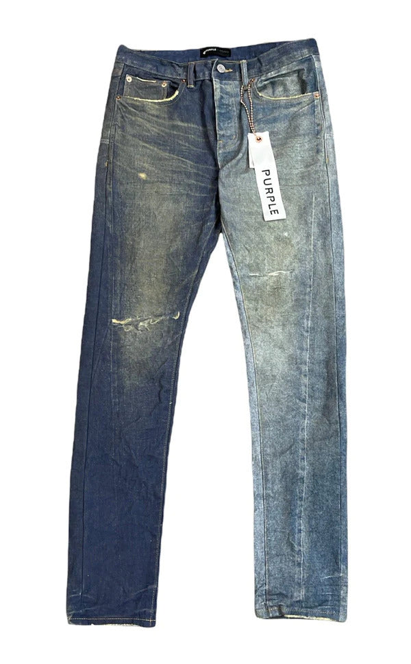 PURPLE DIRTY MID-DARK INDIGO PRINTED DENIM P001-DMIP222