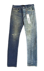PURPLE DIRTY MID-DARK INDIGO PRINTED DENIM P001-DMIP222