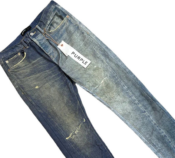 PURPLE DIRTY MID-DARK INDIGO PRINTED DENIM P001-DMIP222
